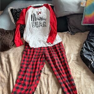 Cuddl Duds Red and Black Plaid Kids Pajama Set